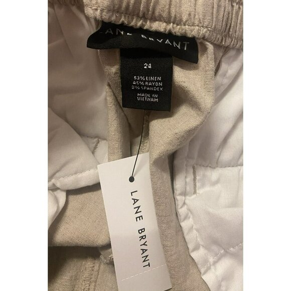 Lane Bryant Pants 24 Linen Blend High Rise Tapered Leg Pull On Oatmeal NWT - Picture 6 of 8